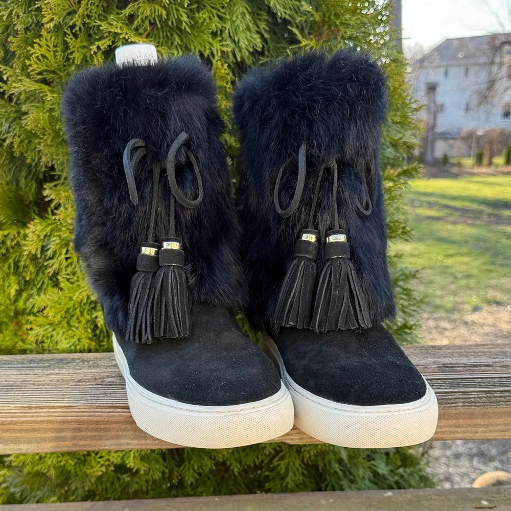 Tory Burch Anjelica Real Fur Cuff Boots Size 10